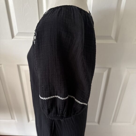 Old Navy Womens Boho Black Maxi Peasant Dress Sz L Dark Cottagecore Prairie - Picture 5 of 16